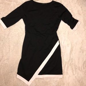 Asymmetrical Fitted Black/White Mini Dress